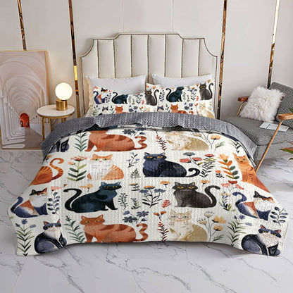 Lorva All Season Quilt 3-Piece Set Cat Garden
