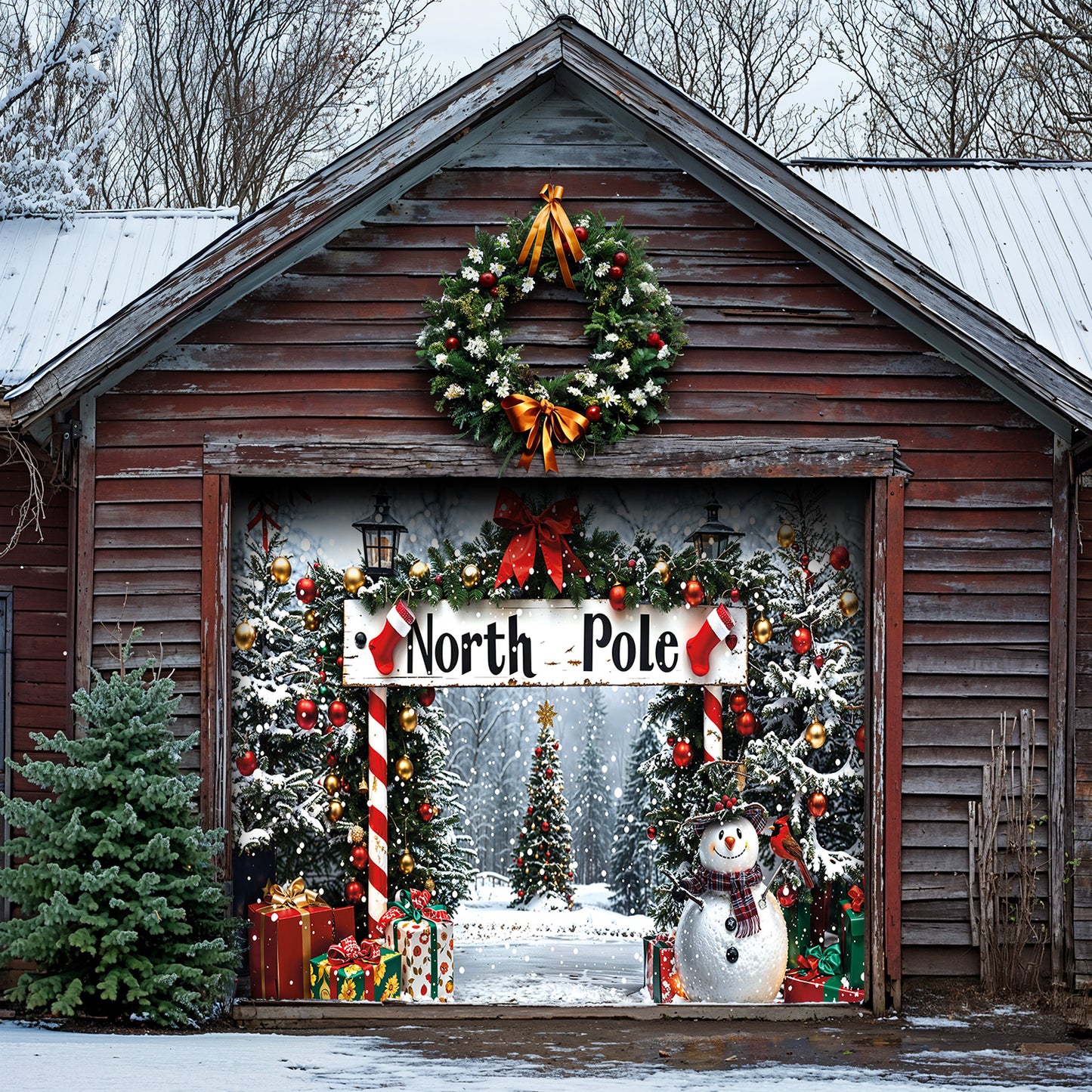 Lorva Christmas Garage Door Banner Decoration Beautiful North Pole