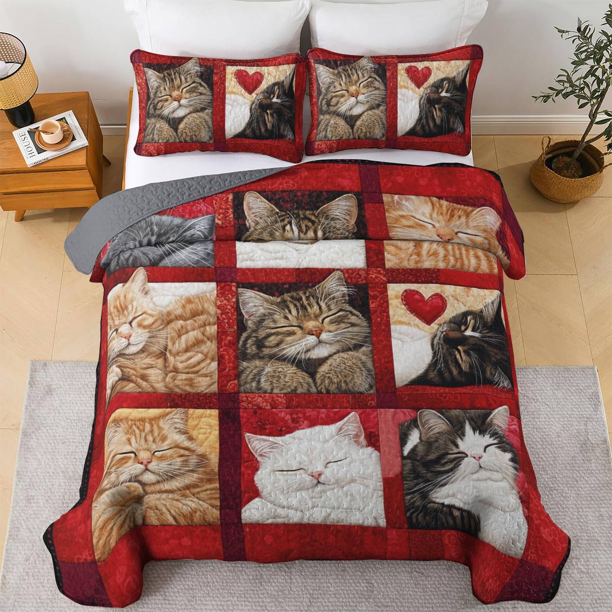 Lorva Cat All Season Quilt 3-Piece Set Sleeping Beauty