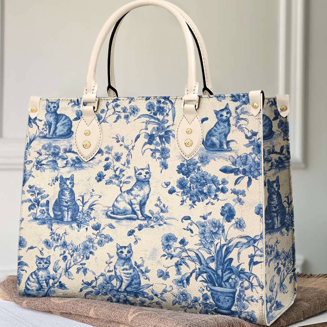 Lorva Leather Bag Blue Garden Whiskers