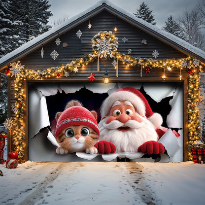 Lorva Christmas Garage Door Banner Decoration Cute Catmas