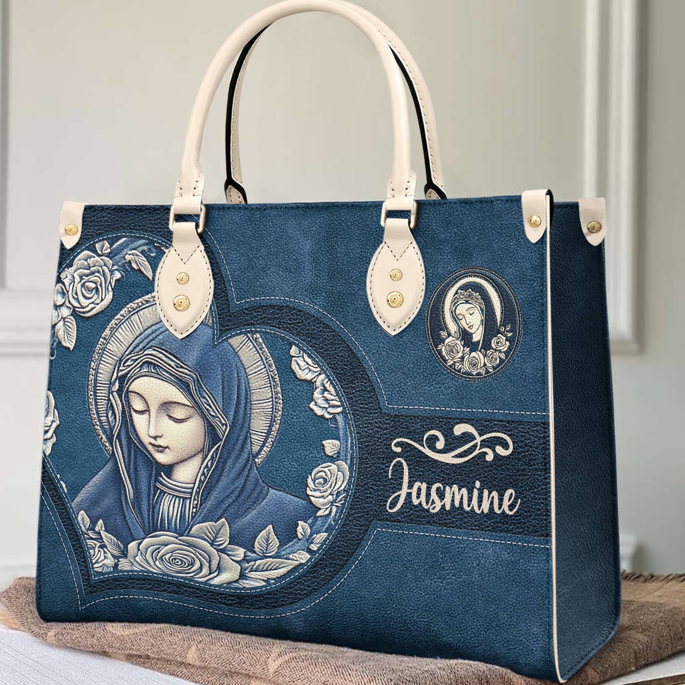 Lorva Personalized Leather Bag Rosa Virgin Mary
