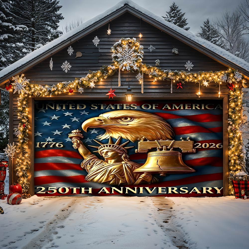 Lorva Garage Door Banner Decoration America 250th Anniversary