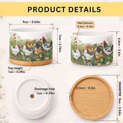 Lorva Chicken Ceramic Plant Pot Charming Flower Garden