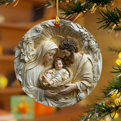 Lorva Holy Family Acrylic Ornament Bright Halo