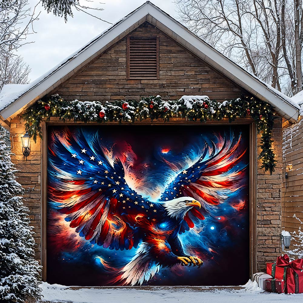 Lorva Patriotic Garage Door Banner Decoration Majestic Eagle