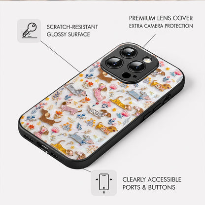 Lorva Dachshund Flat Print Phone Case Sparkling Happy Field Flowers