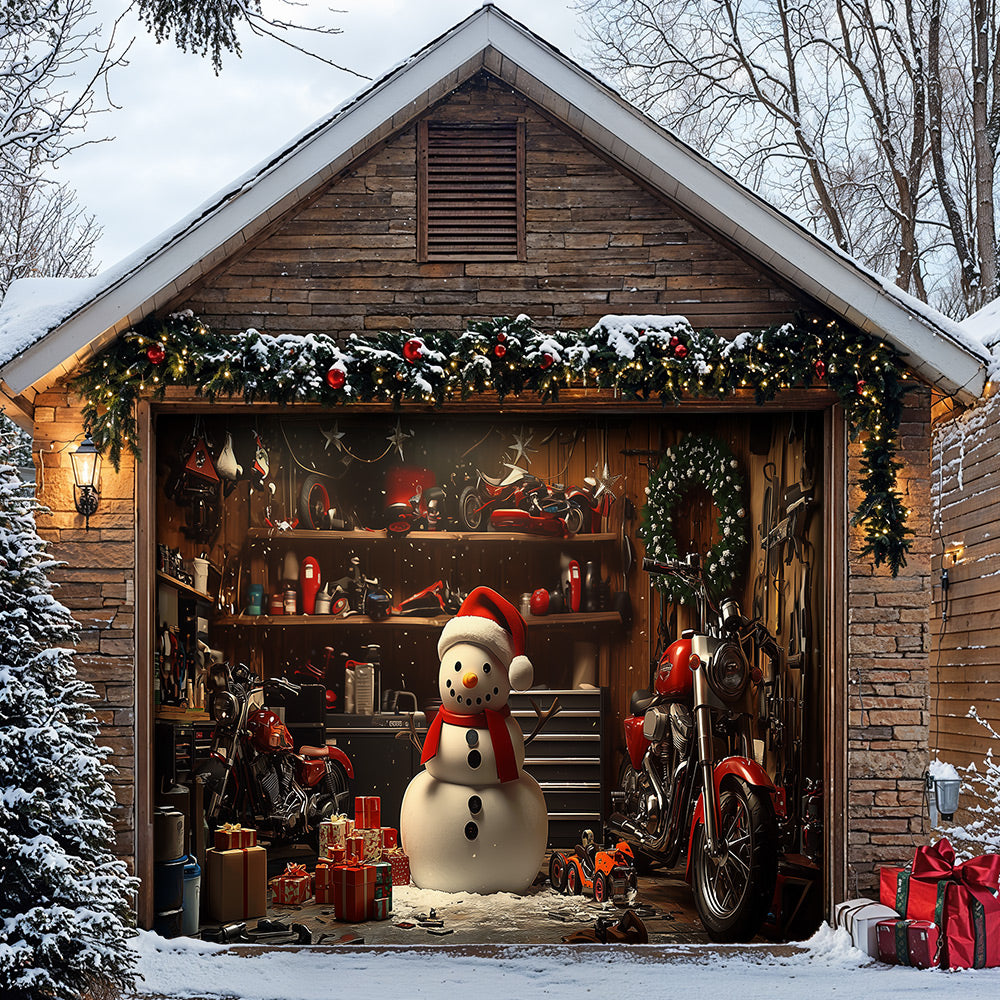Lorva Christmas Garage Door Banner Decoration Snowman's Workshop