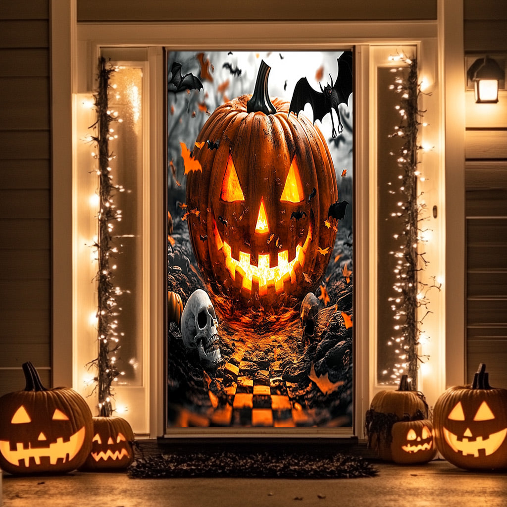 Lorva Halloween Door Cover Grinning Jack Halloween
