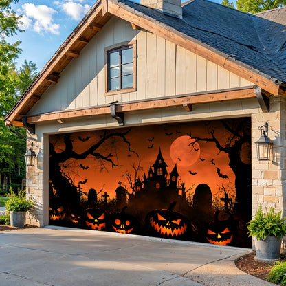 Lorva Halloween Garage Door Banner Decoration Pumpkin Night Spectacle