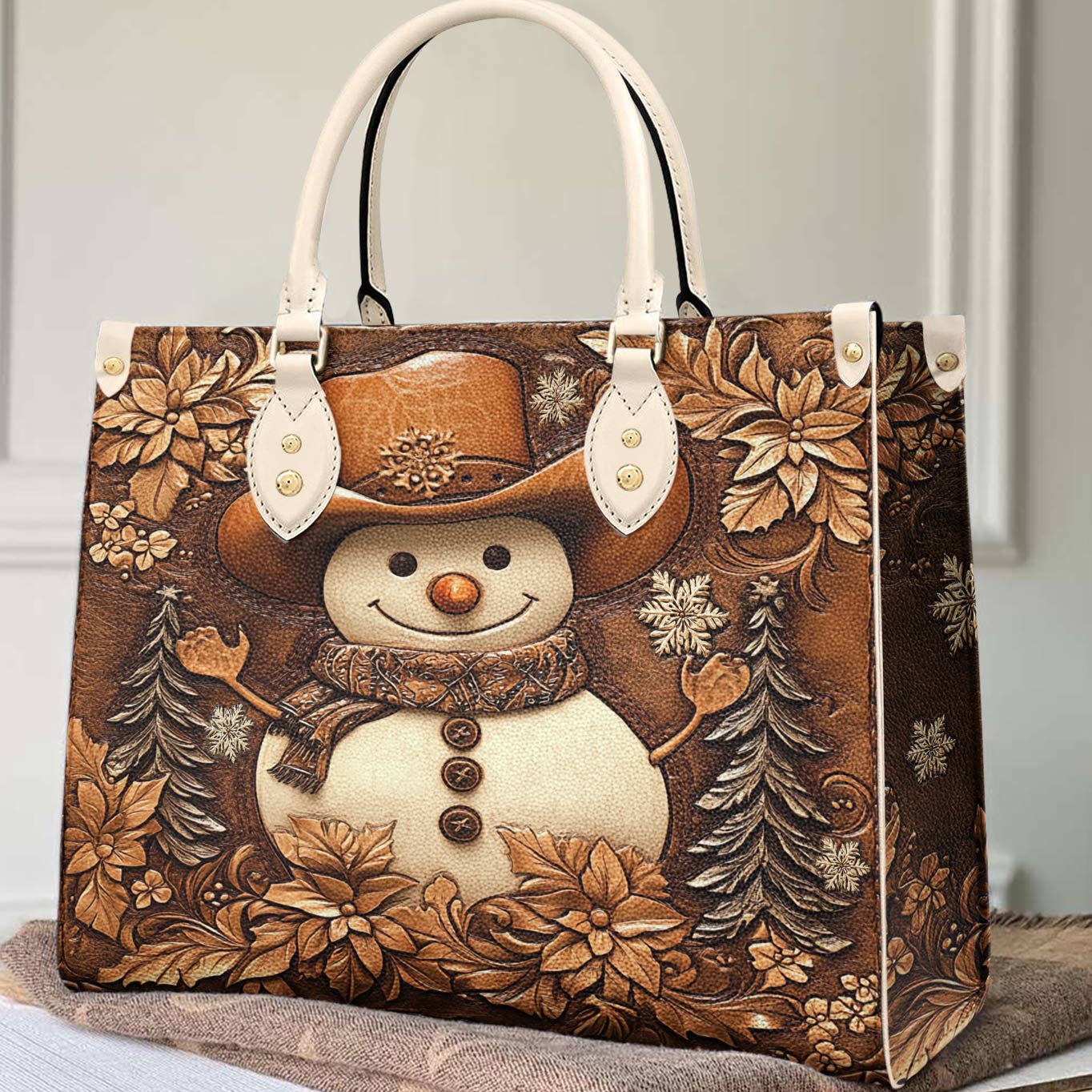 Christmas Lorva Leather Bag Snowman