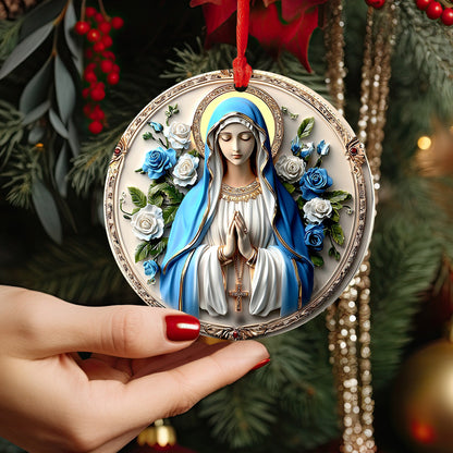 Lorva 2D Acrylic Ornament Charming Virgin Mary Roses