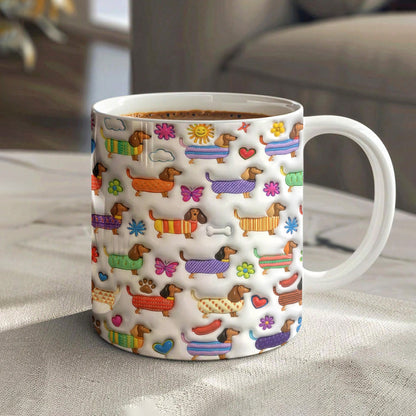 Lorva Dachshund Flat Print Mug Happy Day