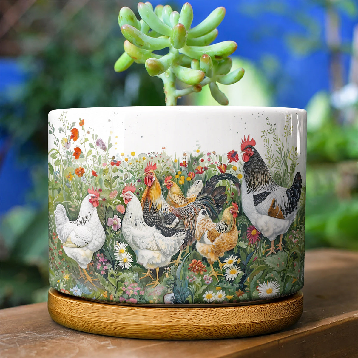 Lorva Chicken Ceramic Plant Pot Charming Flower Garden
