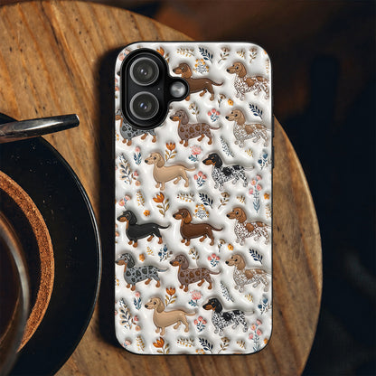 Lorva Dachshund Flat Print Phone Case Smile Field Flowers