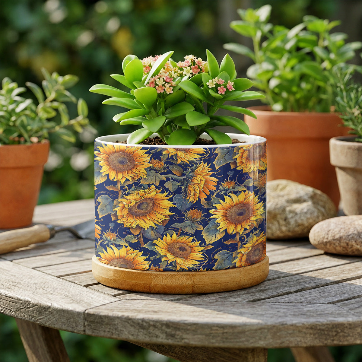 Lorva Sunflower Ceramic Plant Pot Vintage