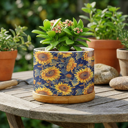 Lorva Sunflower Ceramic Plant Pot Vintage