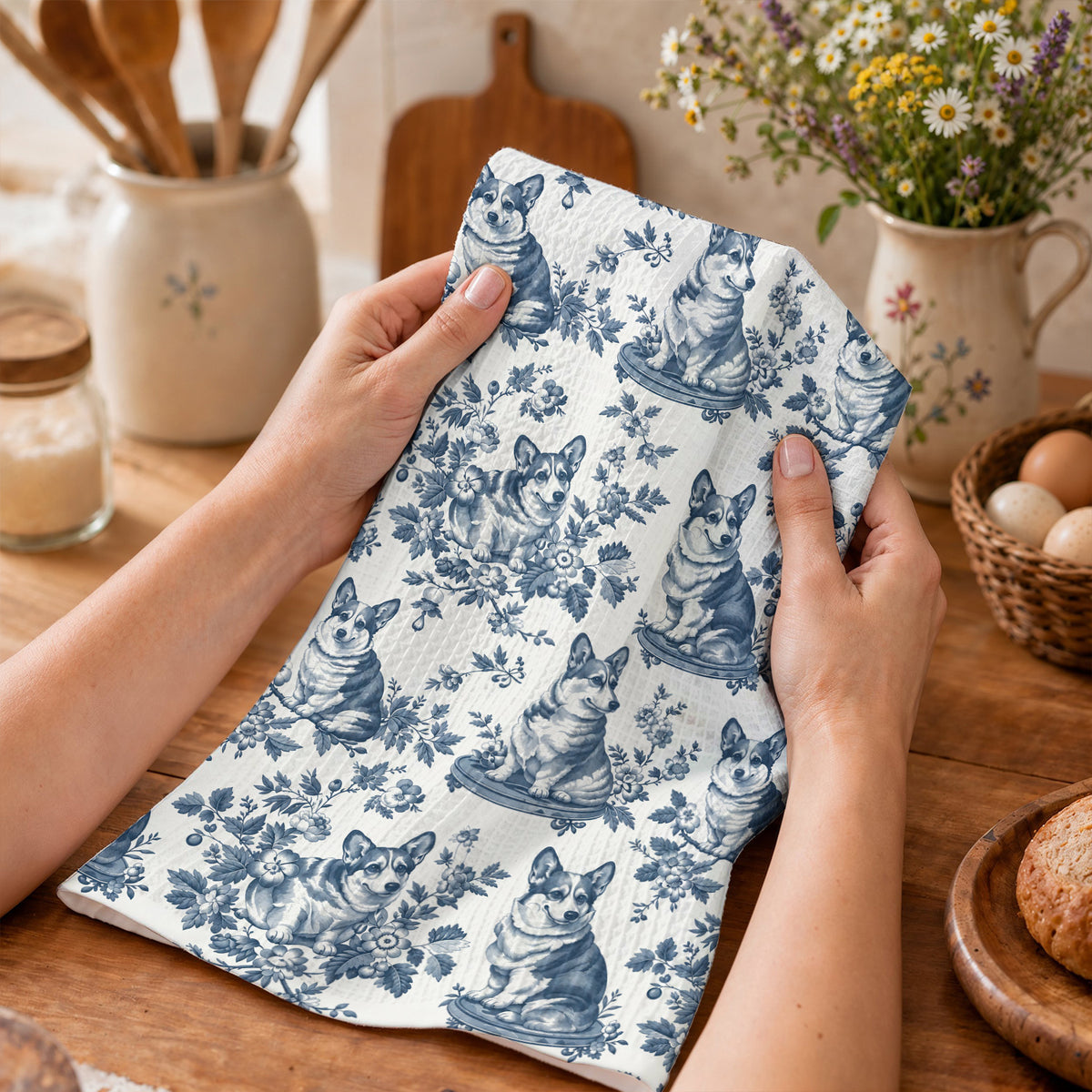 Lorva Corgi Towel Charming Floral