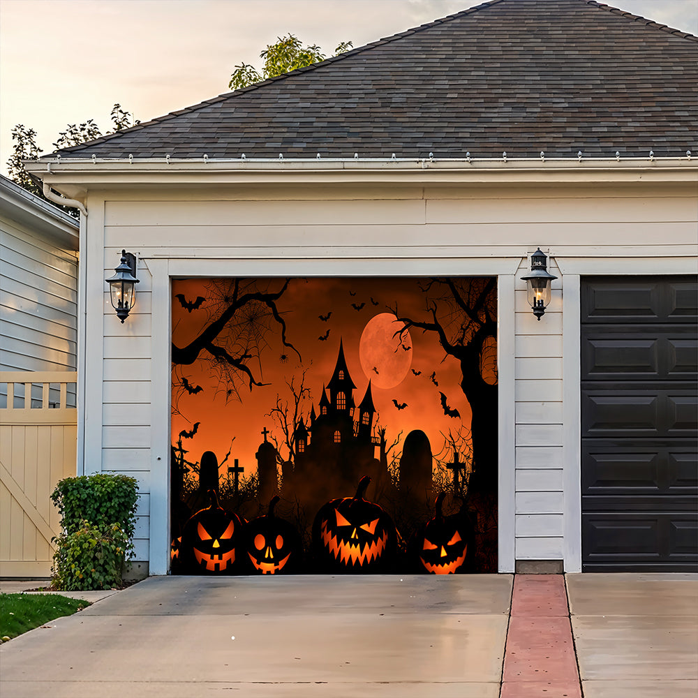 Lorva Halloween Garage Door Banner Decoration Pumpkin Night Spectacle