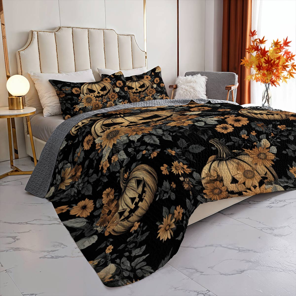 Halloween Lorva All Season Quilt 3-Piece Set Autumn Glow Pumpkins