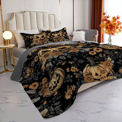 Halloween Lorva All Season Quilt 3-Piece Set Autumn Glow Pumpkins