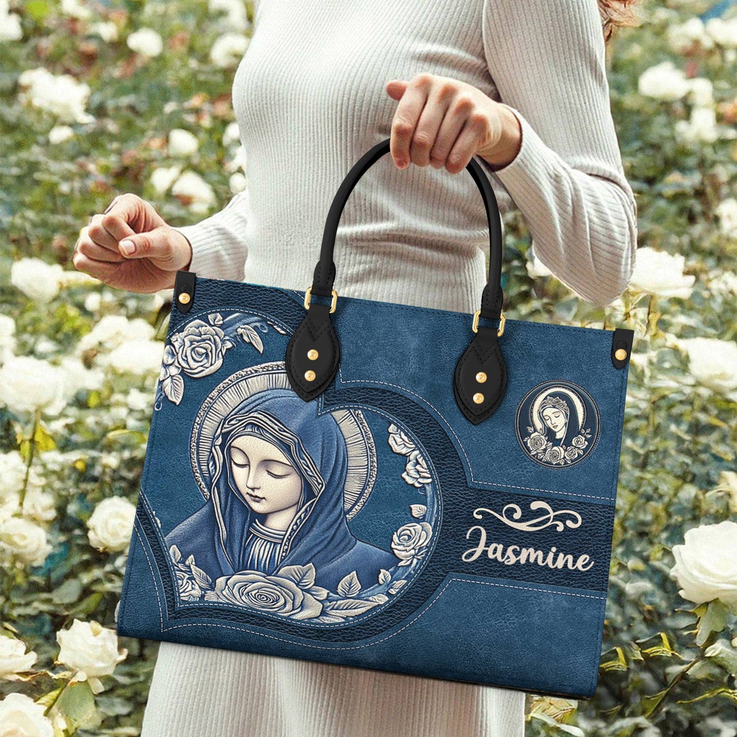 Lorva Personalized Leather Bag Rosa Virgin Mary