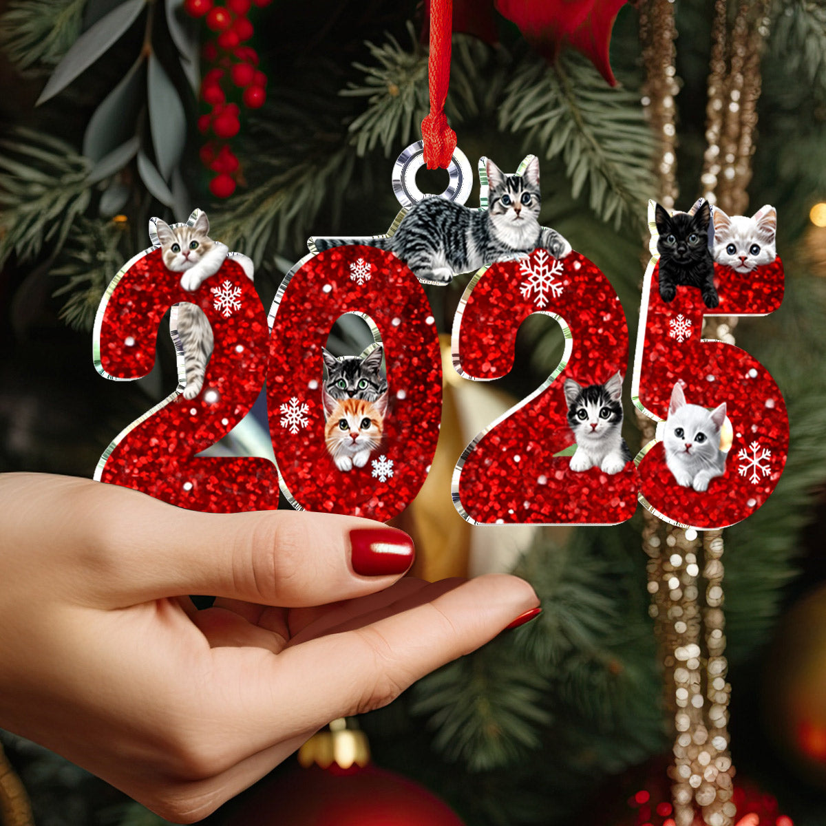 Lorva Cat 2D Acrylic Ornament Merry Christmas 2025