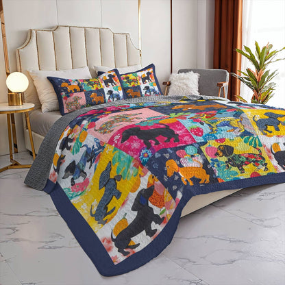 Lorva All Season Quilt 3-Piece Set Amazing Tropical Dachshunds