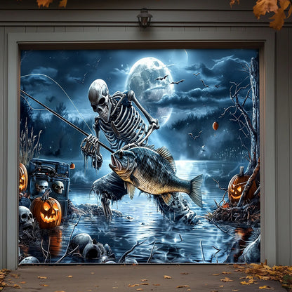Lorva Halloween Garage Door Banner Decoration Gone Fishing