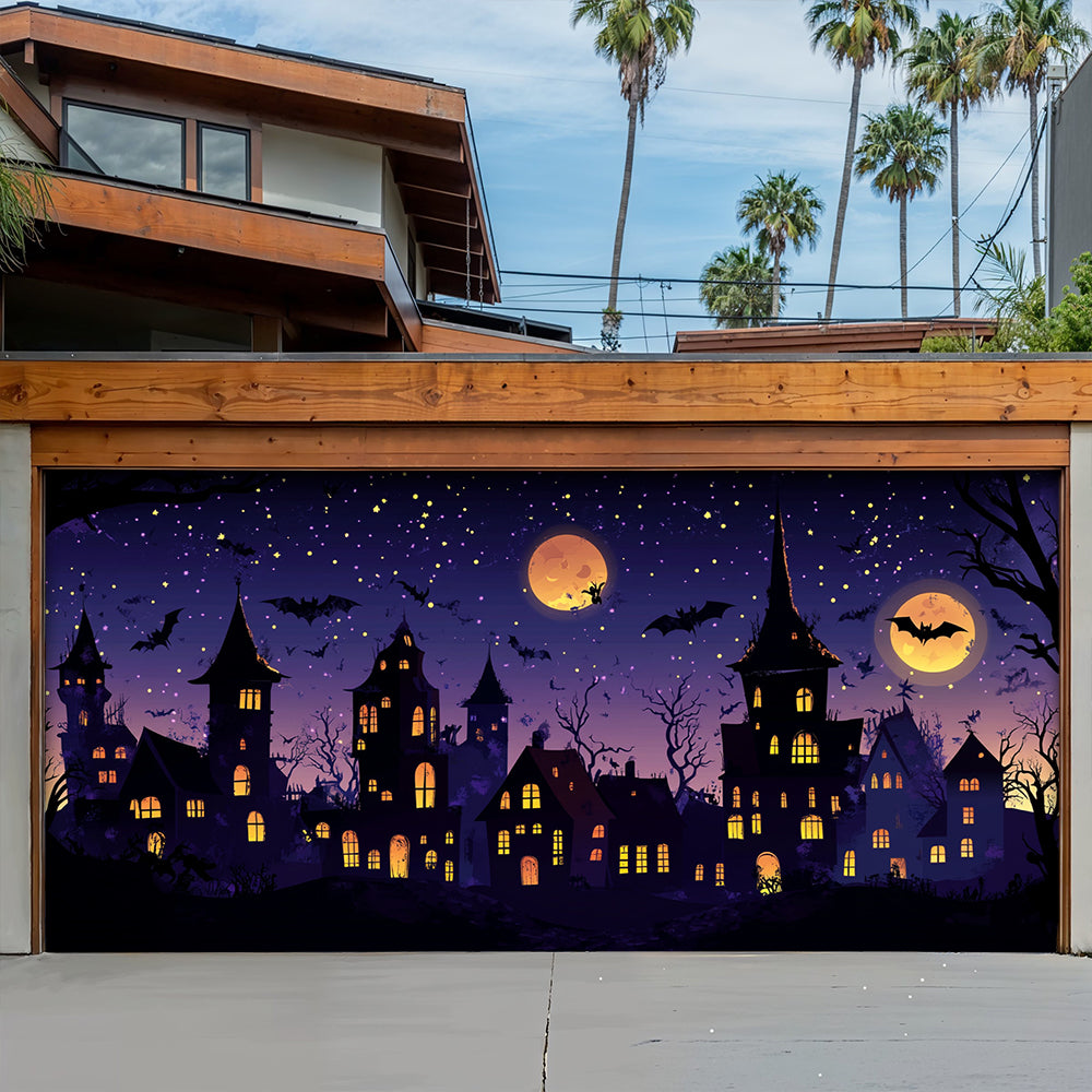 Lorva Halloween Garage Door Banner Decoration Night