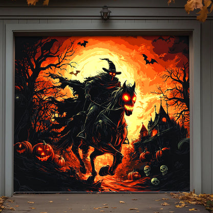 Lorva Halloween Garage Door Banner Decoration The Cursed Horseman Halloween
