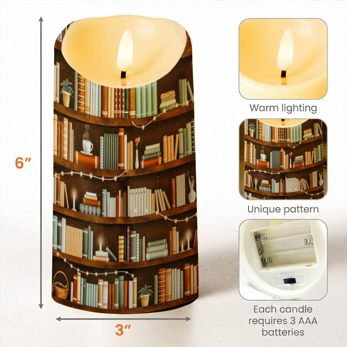 Lorva Reading LED Candle Cozy Bookshelf