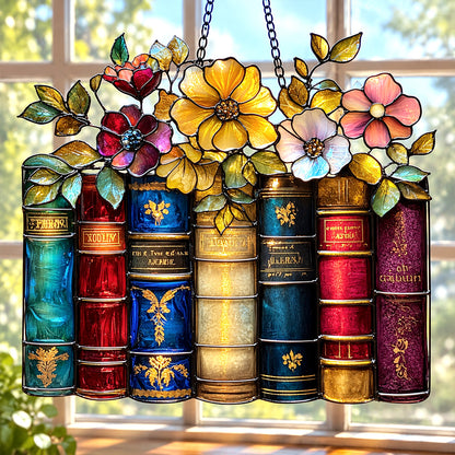 Lorva Reading Suncatcher Gorgeous Floral Books