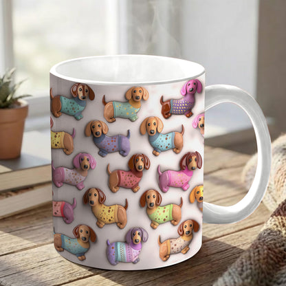 Lorva Flat Print Mug Beautiful Pretty Dachshunds