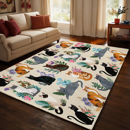 Lorva Area Rug Botanical Cats
