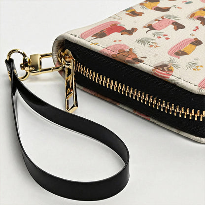 Lorva Dachshund Leather Wallet Playful Garden