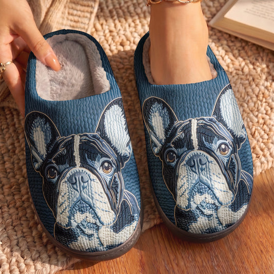 Lorva French Bulldog Fleece Lined Slippers Majestic