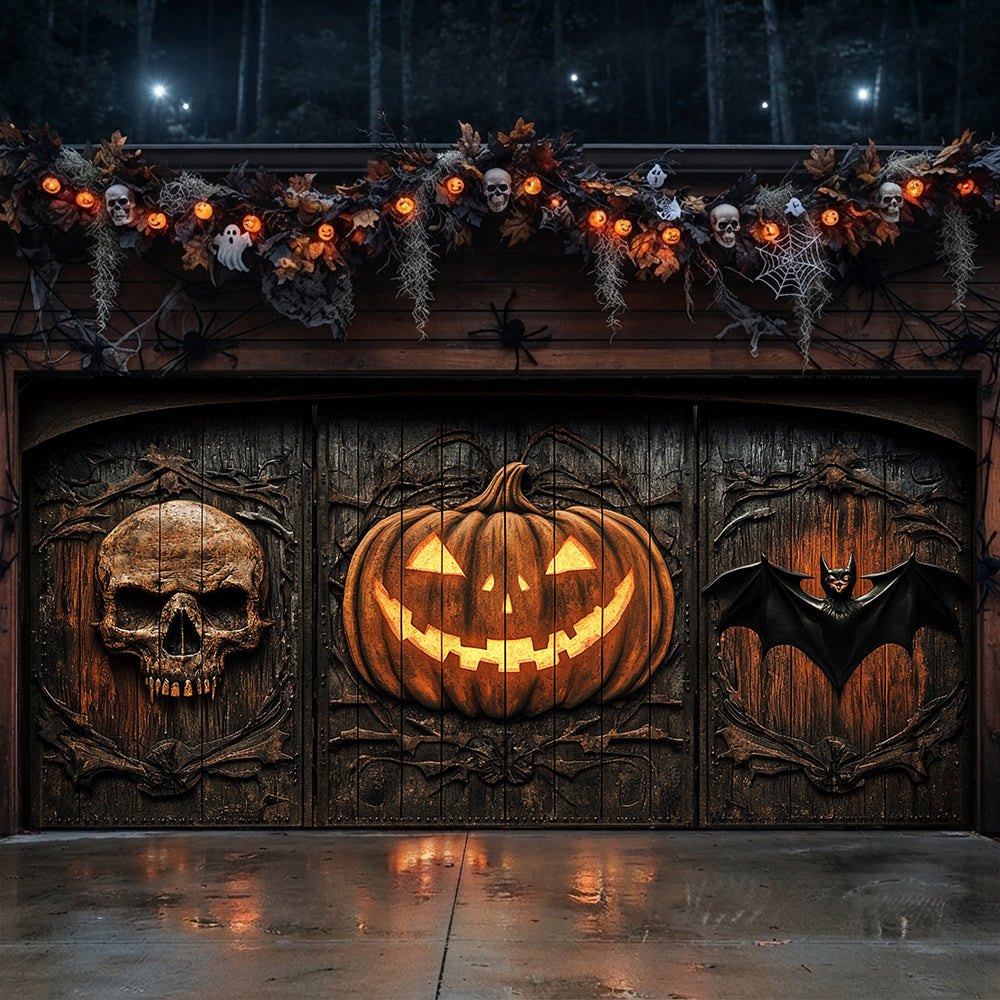 Lorva Halloween Garage Door Banner Decoration Haunted Iron Manor