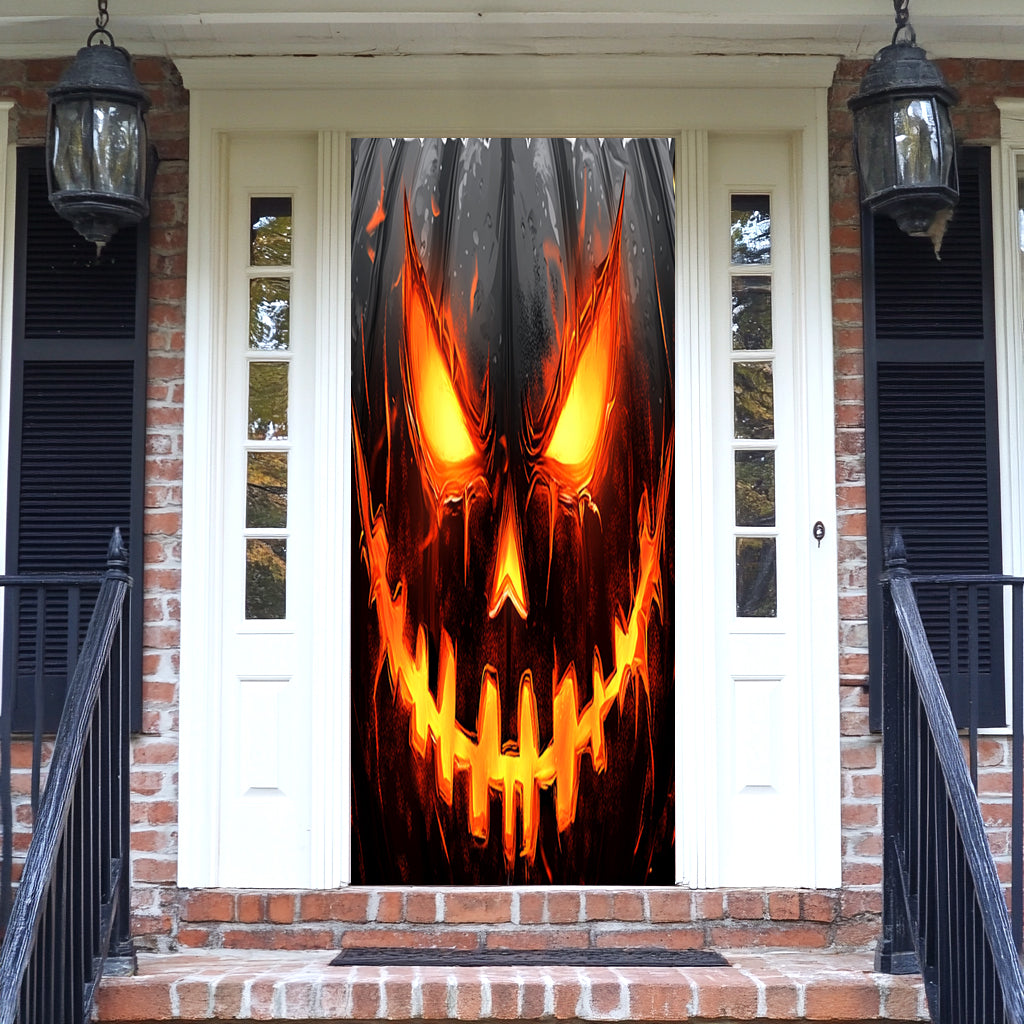 Lorva Halloween Door Cover Horror Pumpkin Face