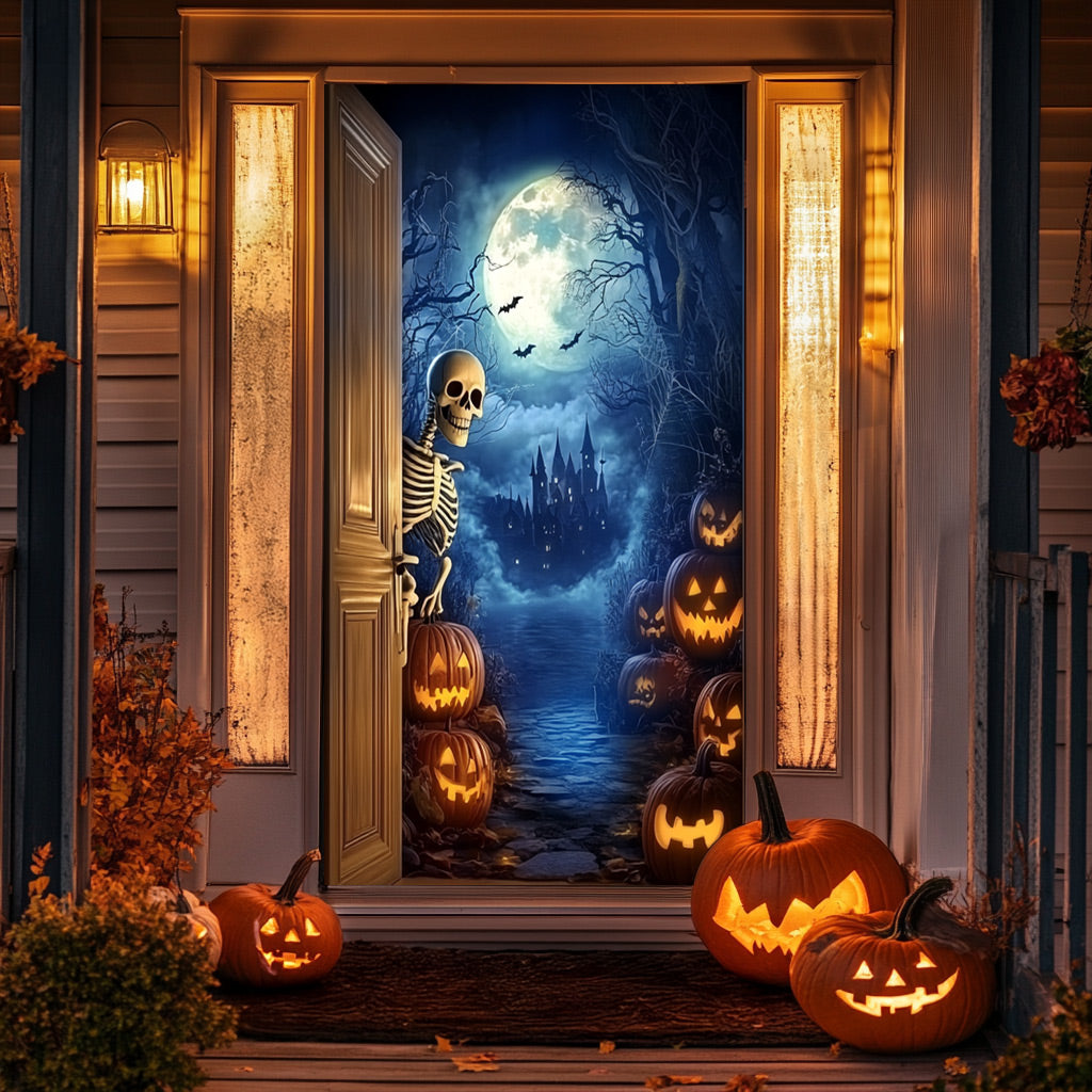 Lorva Halloween Door Cover Skeleton’s Halloween Escape