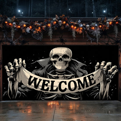 Lorva Halloween Garage Door Banner Decoration Skeleton Welcome