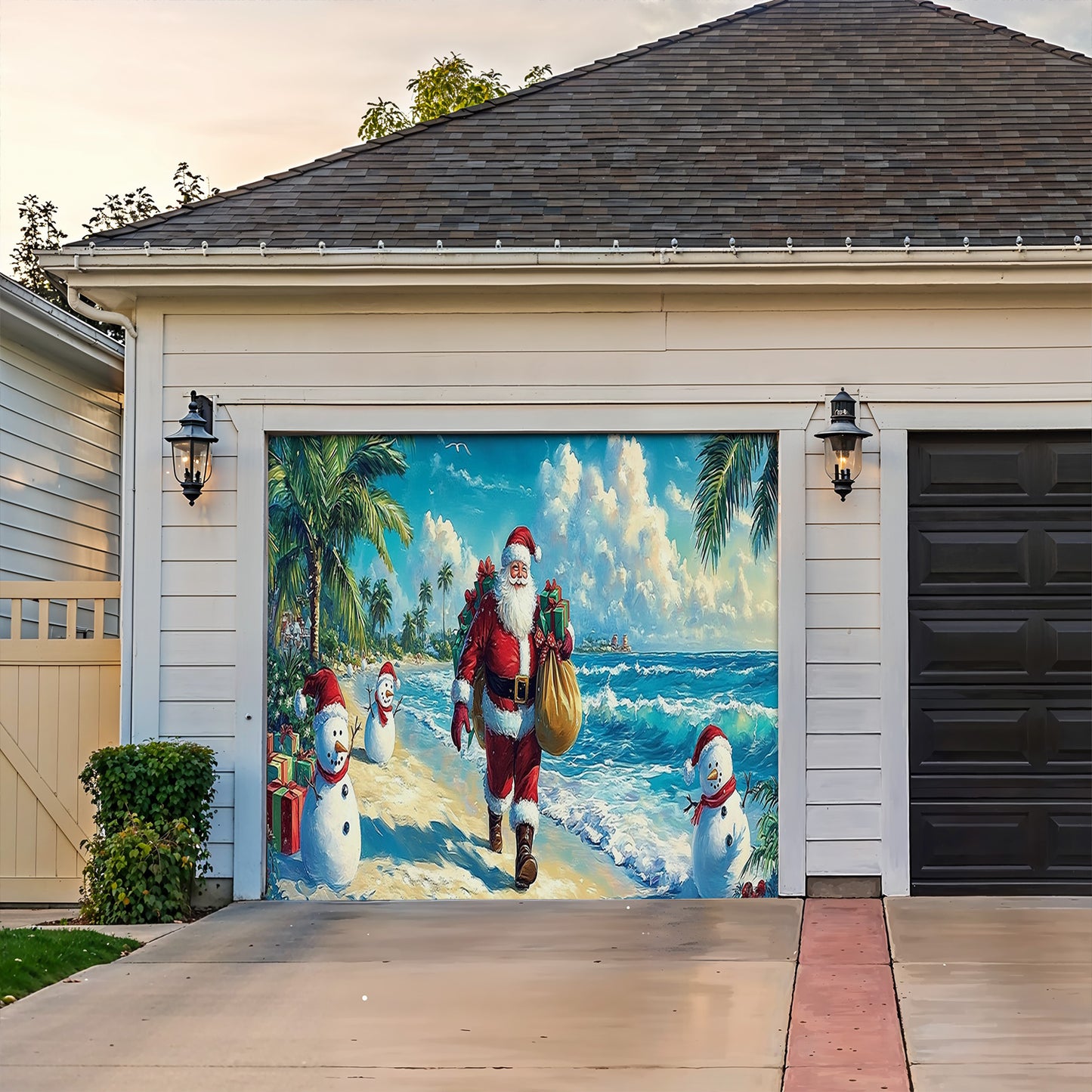 Lorva Christmas Garage Door Banner Decoration Relax Beach