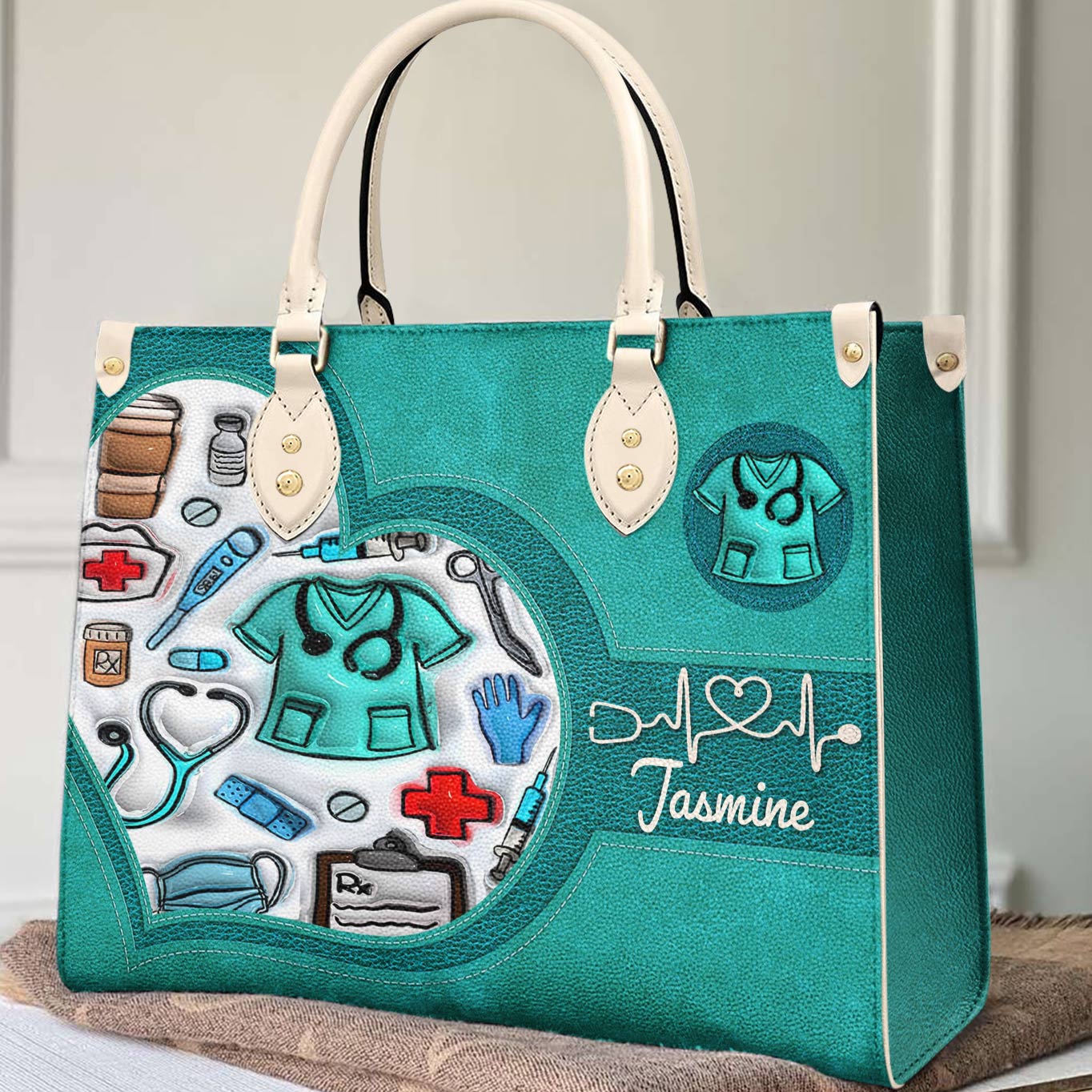 Lorva Personalized Leather Bag Puffy Nurse