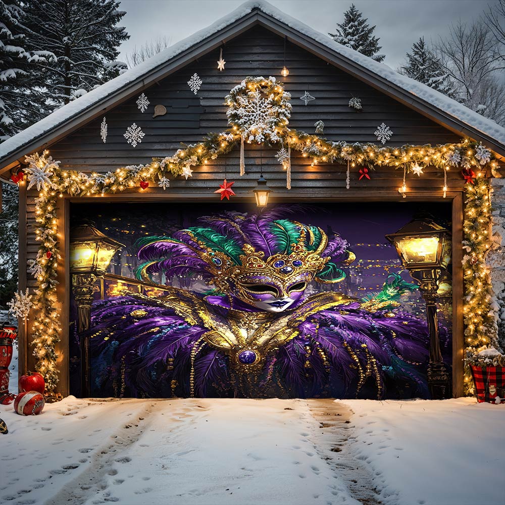 Lorva Garage Door Banner Decoration Mardi Gras King