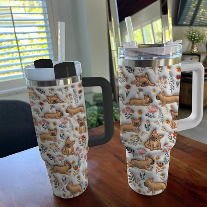 Lorva French Bulldog Tumbler Happy Field Flowers