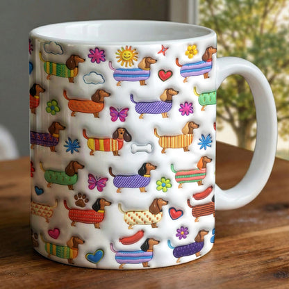 Lorva Dachshund Flat Print Mug Happy Day