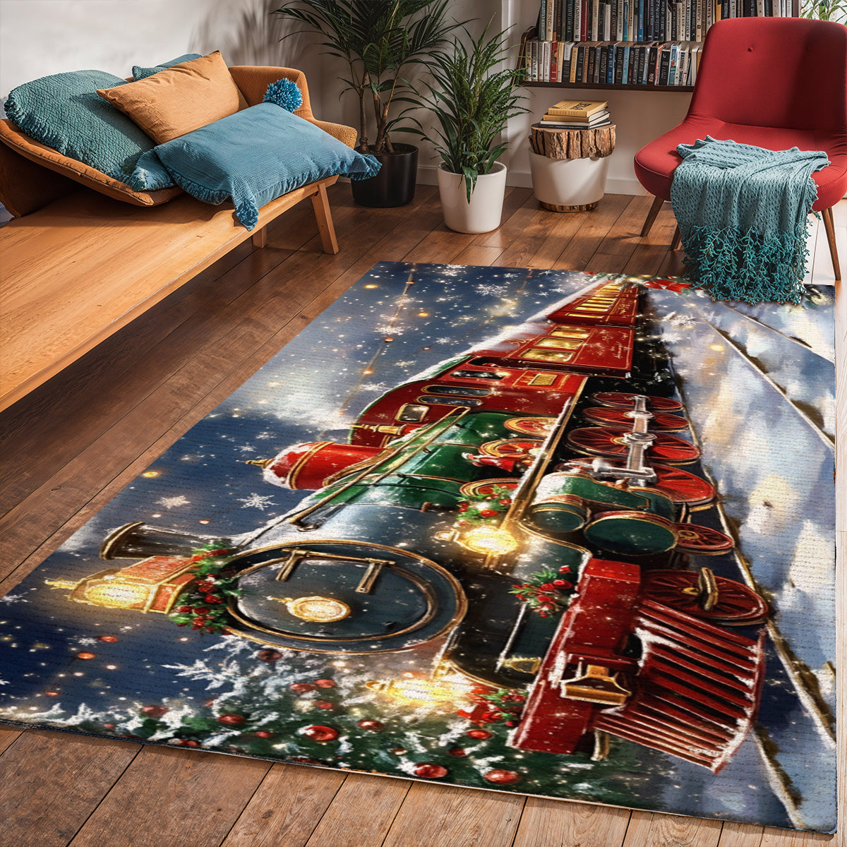 Lorva Christmas Area Rug Majestic Christmas Train