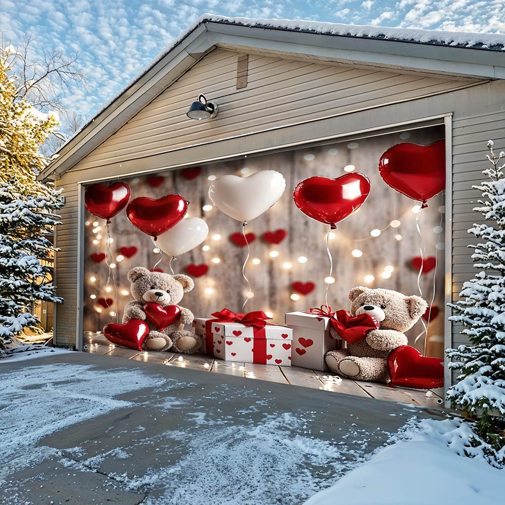 Lorva Garage Door Banner Decoration Bear Valentine