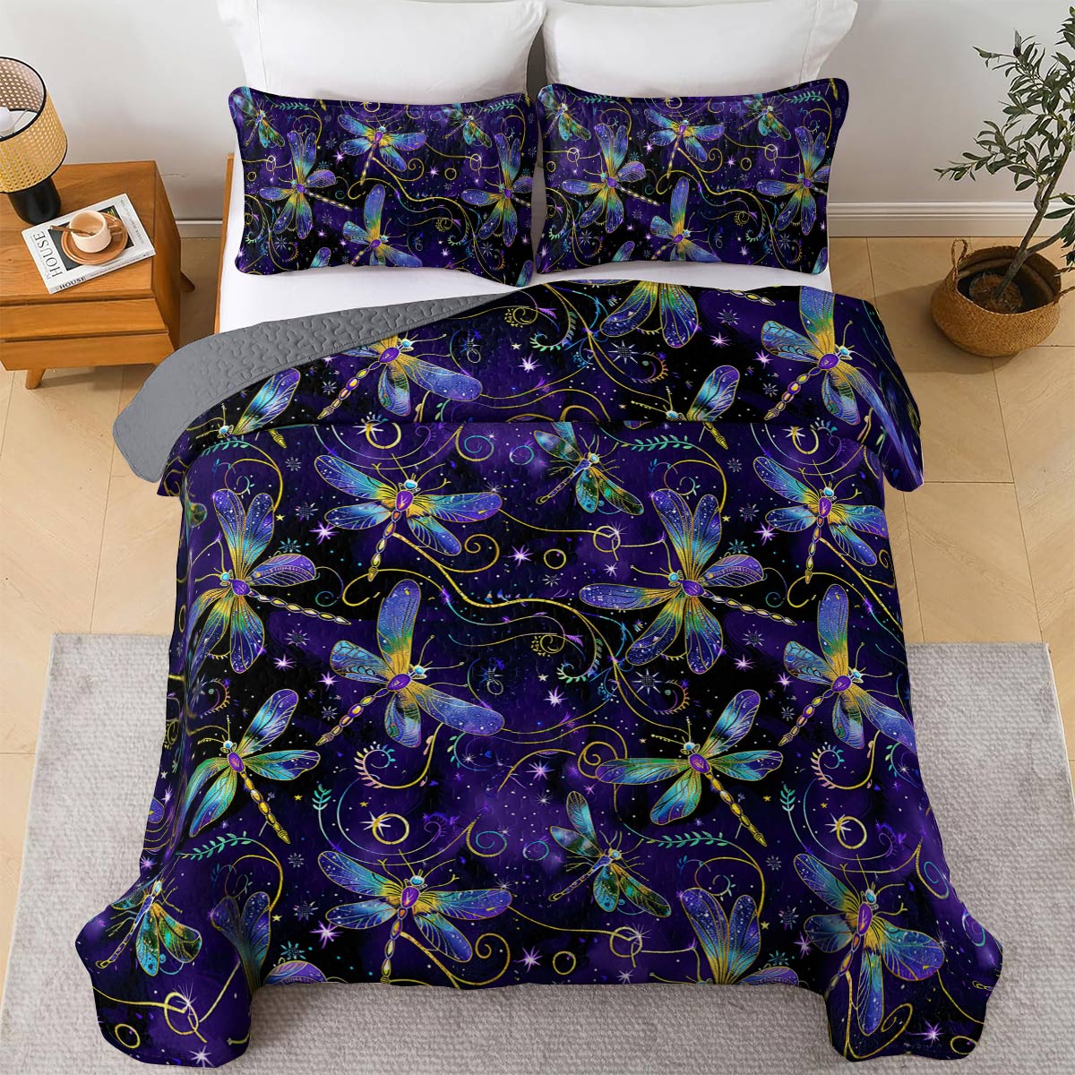Lorva All Season Quilt 3-Piece Set Mysterious Dragonfly