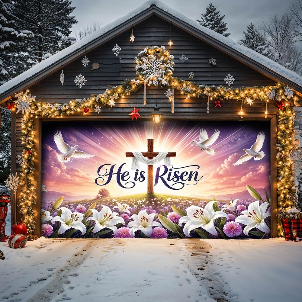 Lorva Garage Door Banner Decoration He Is Risen